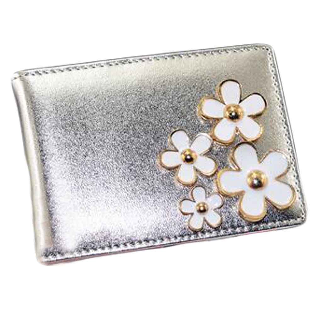 [Flower] Women PU Leather Slim Identity Card Case Driving License Holder Cover