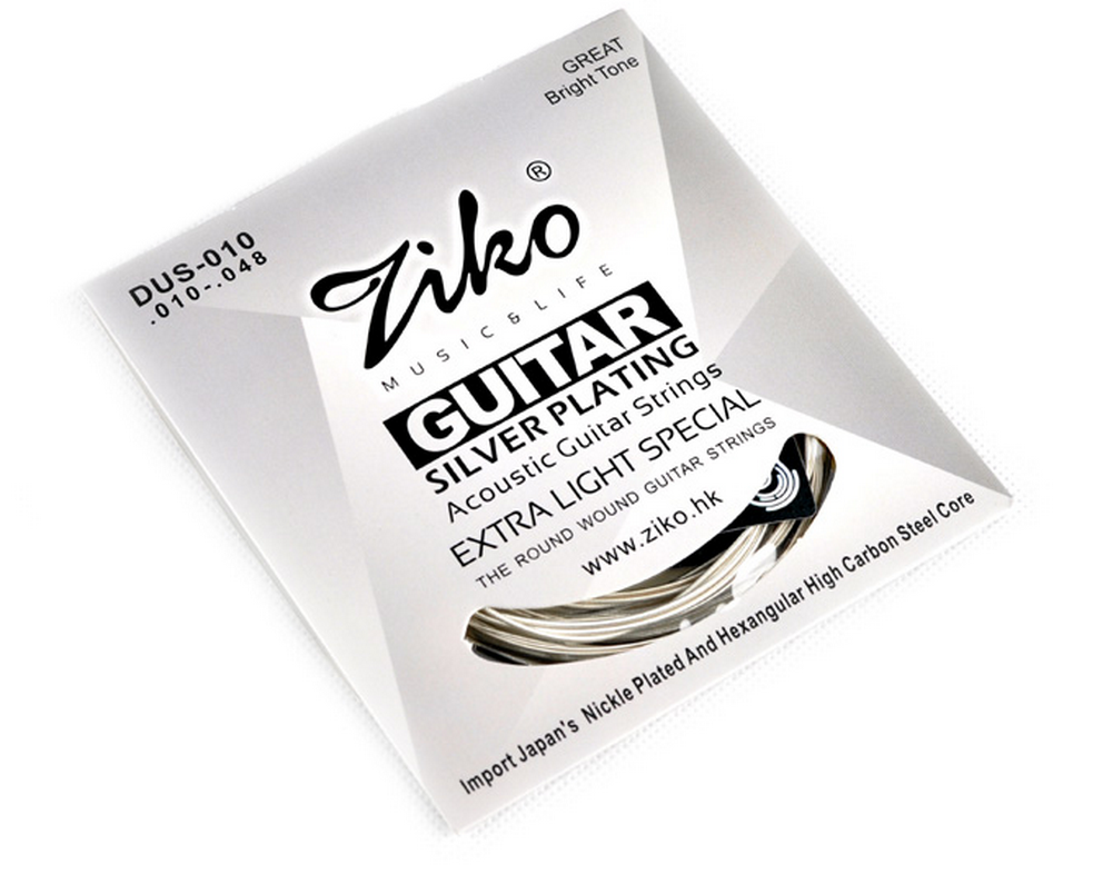 Silver-pleated Acoustic Guitar Strings, Full Set, Extra Light