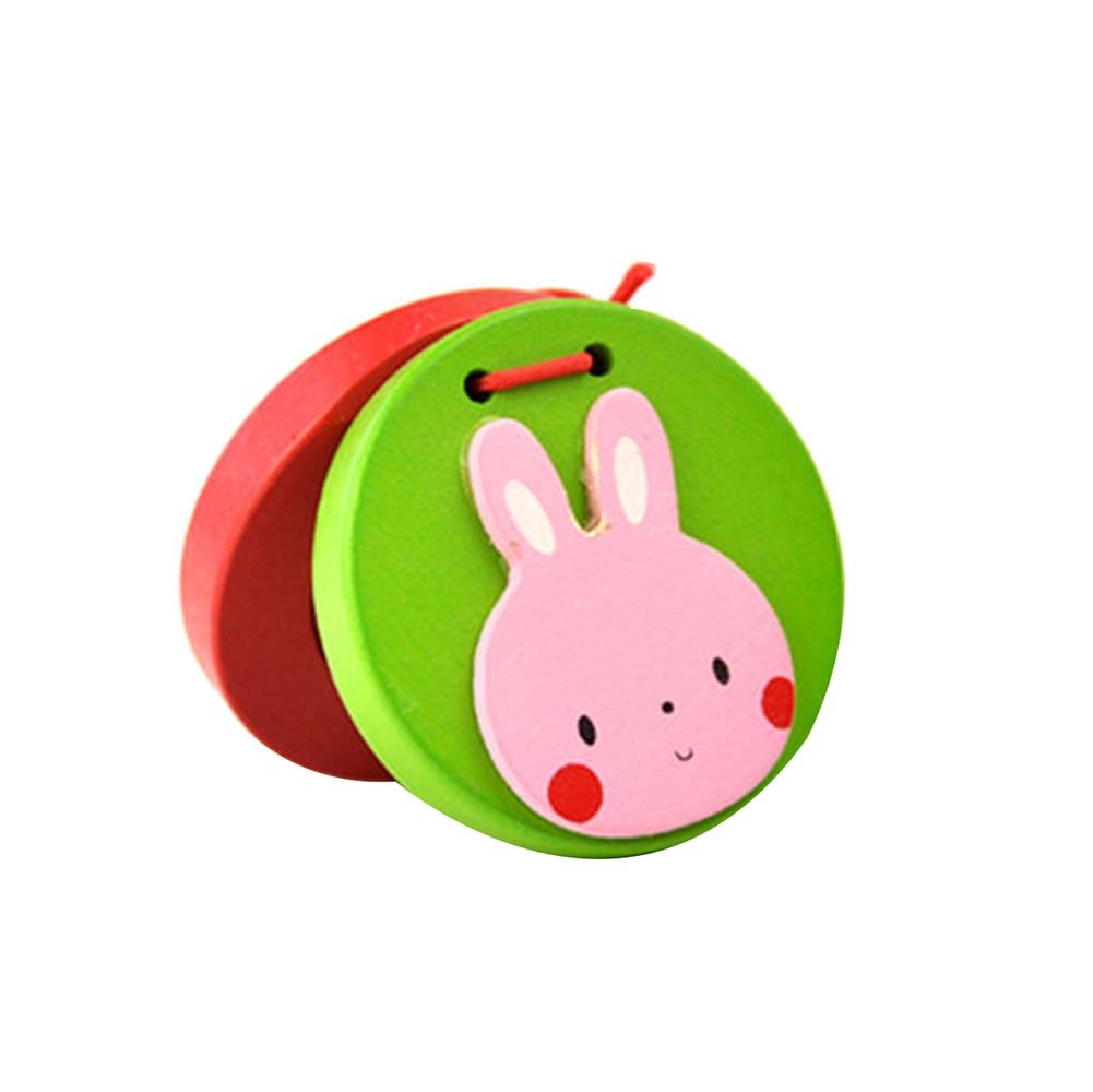 Rabbit,2Pcs Funny Toys Wooden Finger Castanet For Children Education