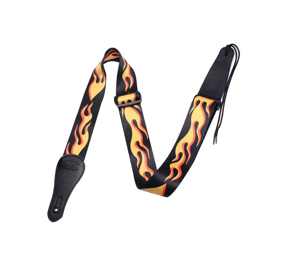 Yellow Fire,Guitar Strap/Bass Strap/Shoulder Strap Durable Adjustable