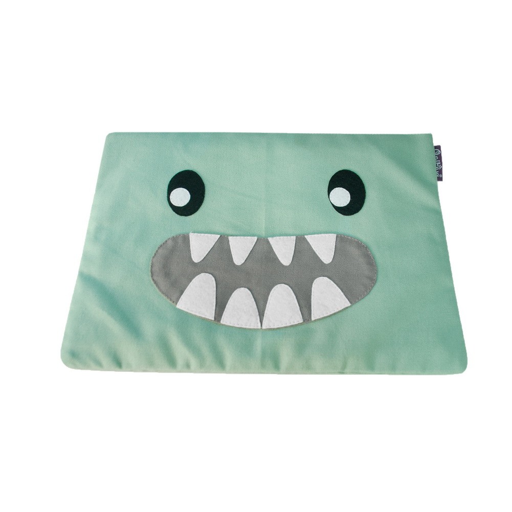 Handmade Cute Laugh Monster Reusable Canvas Zipper File Folders for Office Document Travel Organize