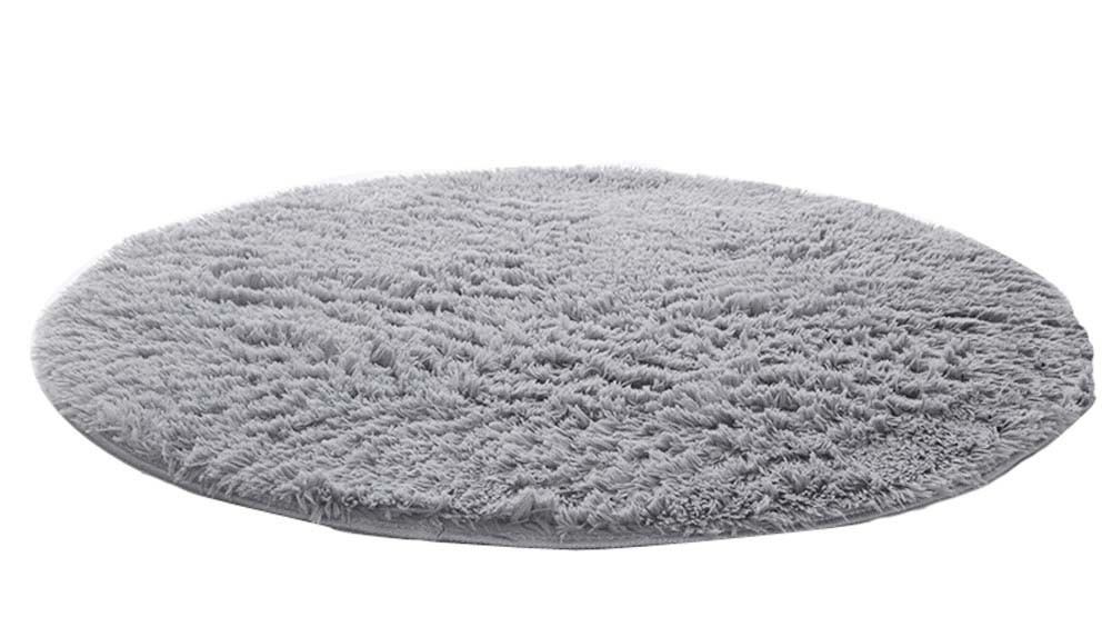 Nonabrasive Round Chair Mats Fuzzy Durable Chair Carpet 31*31 (Silver Gray)