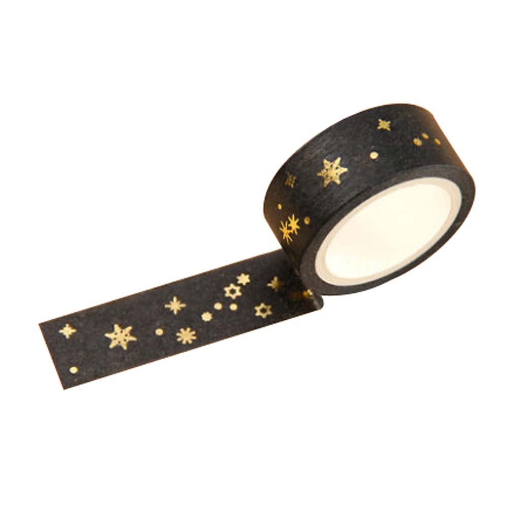 4 PCS DIY Paper Tapes Decoration Accessories ( Black Gold with Star Pattern )