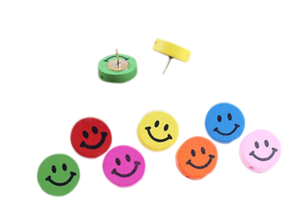 Creative Woodiness Colorful Smile Face Pushpins/30 Piece/Random Color