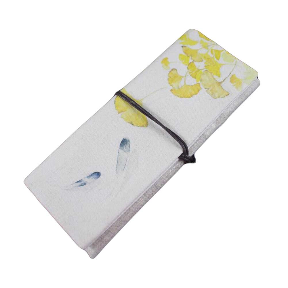 [Ginkgo] Roll up Pencil Case Cosmetic Pencil Pouch Canvas Pen Case Purse Bag