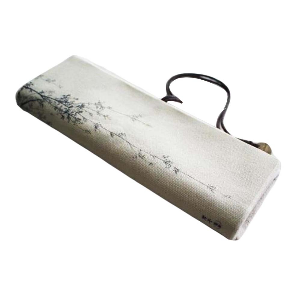 [Leaves] Linen Pen Case Roll up Pencil Case Cosmetic Pencil Pouch Art Purse Bag