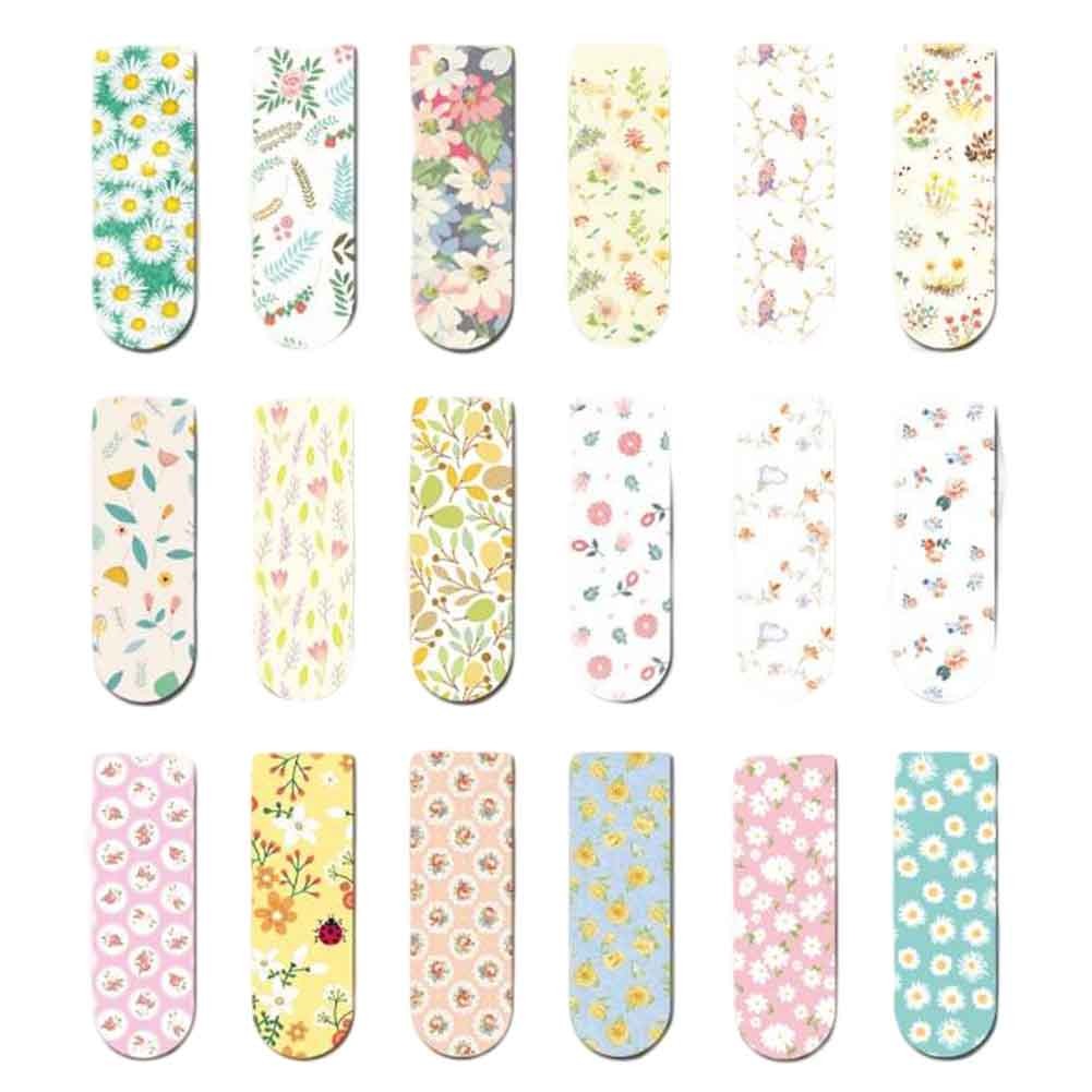 18 Pcs Mini Magnet Bookmark Paper Clips Magnetic Stickers Gifts, Spring Flowers