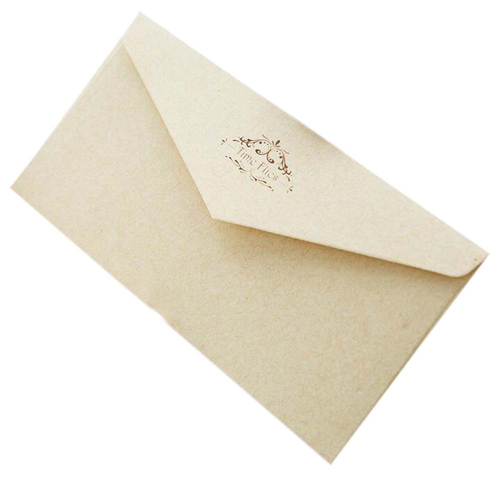 20pcs Retro Style Invitation Envelopes Bronzing Printing Wedding Cards, Milky