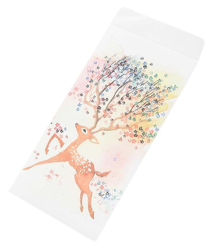 30pcs Japanese Style Invitation Envelopes Artistic Deer Greetings Cards, Running