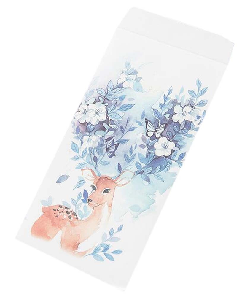 30pcs Japanese Style Invitation Envelopes Artistic Deer Greetings Cards, Blue