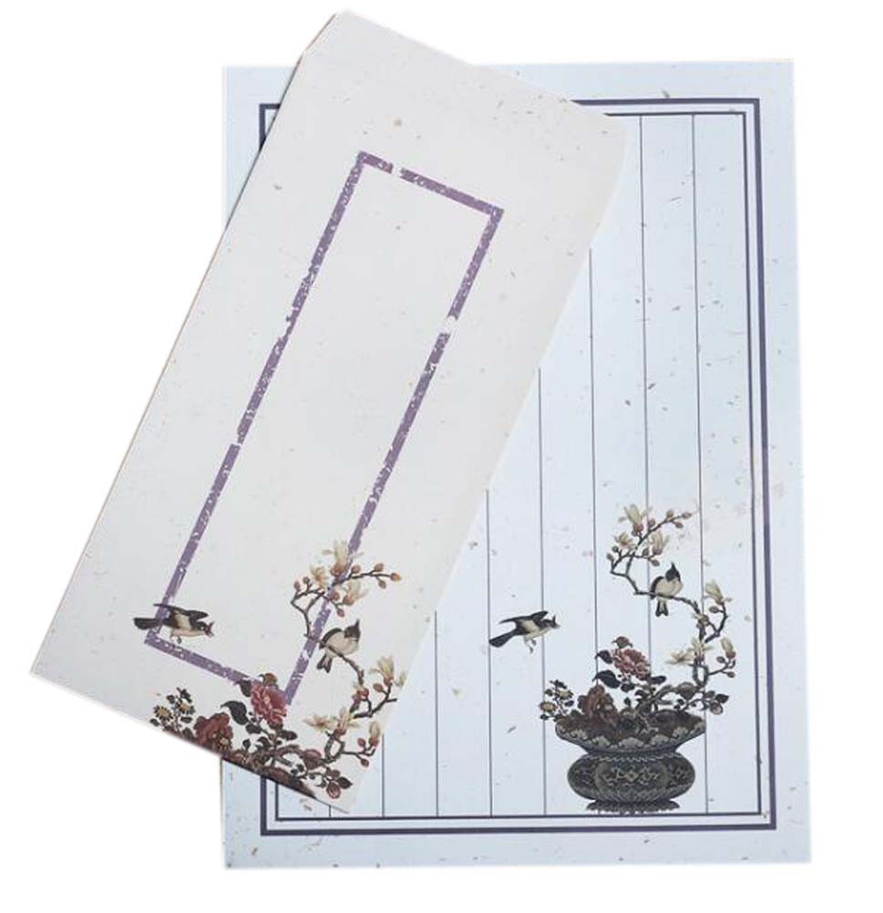 Set of 10 Chinese Style Vintage Envelope Set Poetic Writing Paper, Earthen Jar