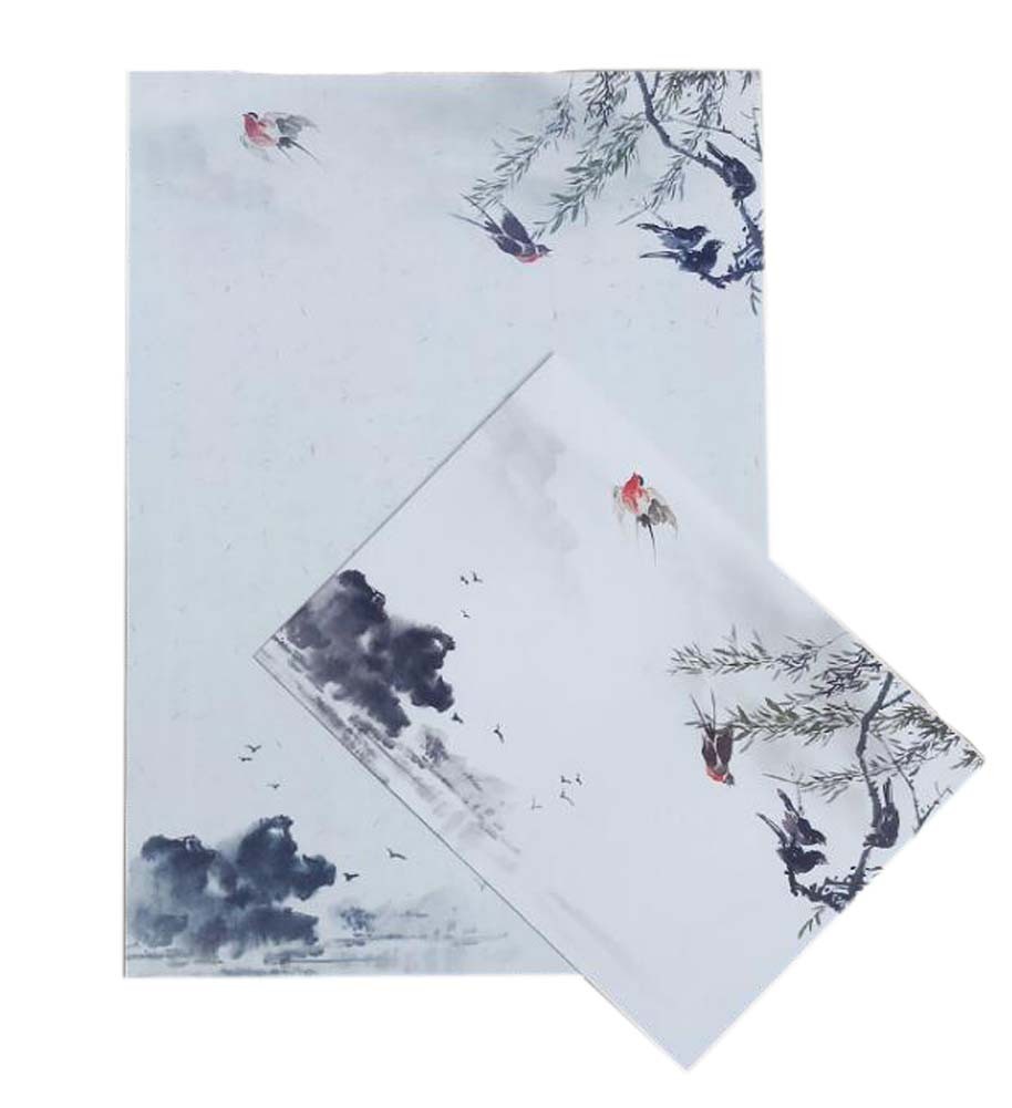 Set of 10 Chinese Style Beautiful Antiquity Envelope Set Writing Paper, Spring