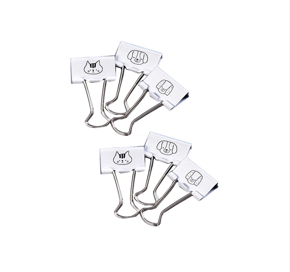 12 Pcs Metal Binder Clips/Paper Clips/Binders Animal Pattern Office Accessories