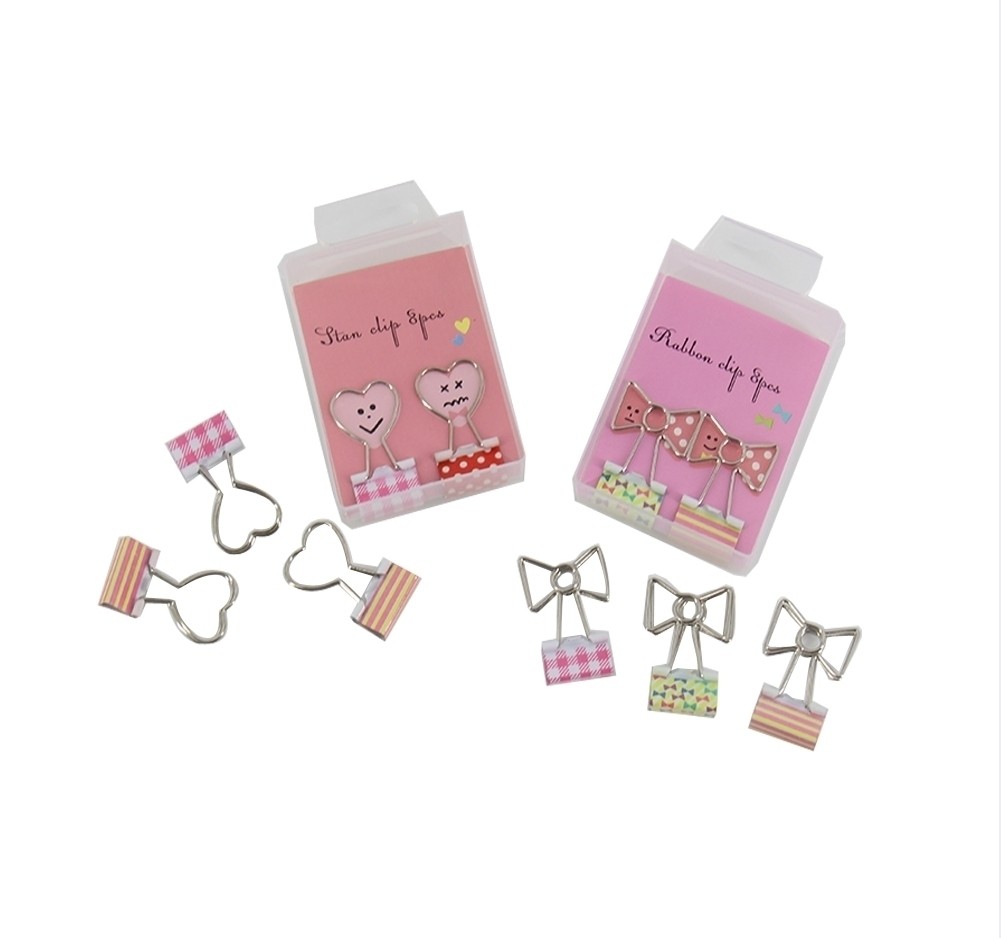16 Pcs Metal Binder Clips/Paper Clips/Binders/Clamps (Heart Shape And Bow Shape)