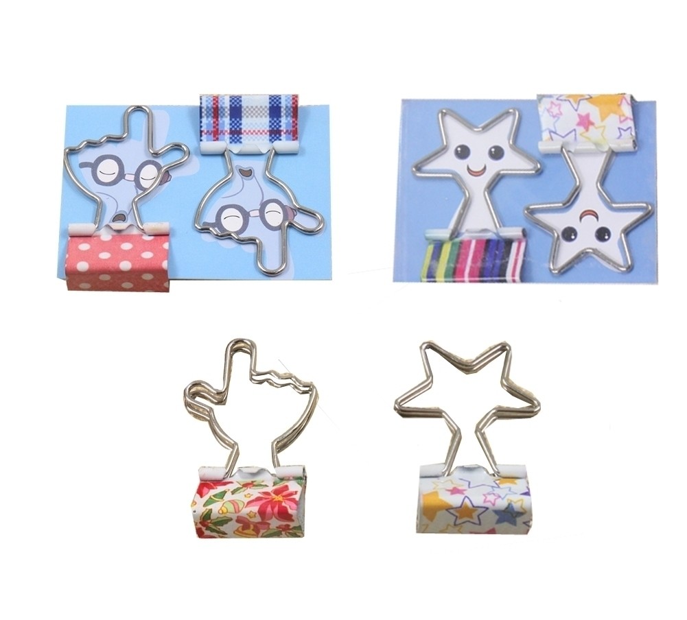 12 Pcs Metal Binder Clips/Paper Clips/Binders/Clamps (Finger And Star Shape)