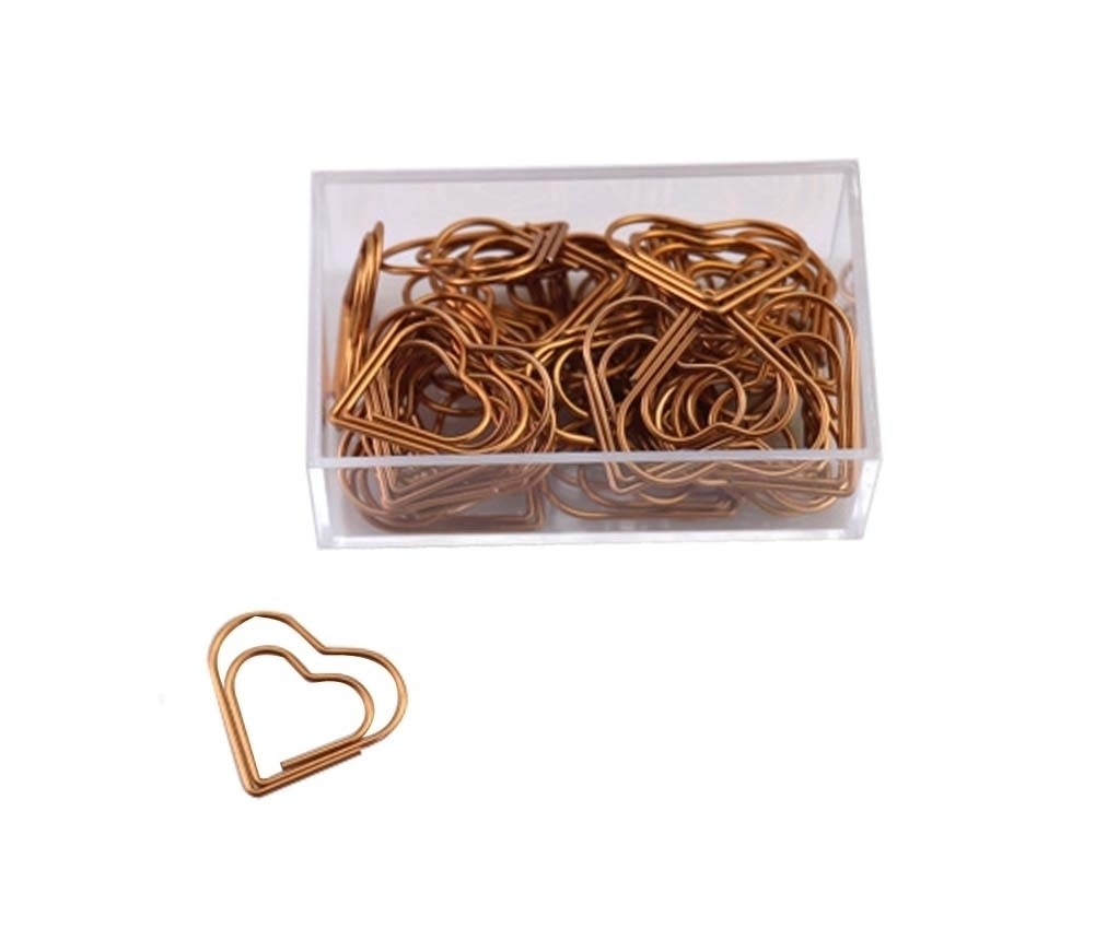 30 Pieces Heart Shapes Paper Clips Funny Office Desk Accessories Bookmarks