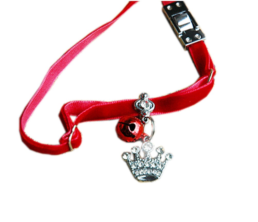 Soft Material with Bell & Crown Pendant Collar for Cat, Dog(Fit 16~32cm Neck)