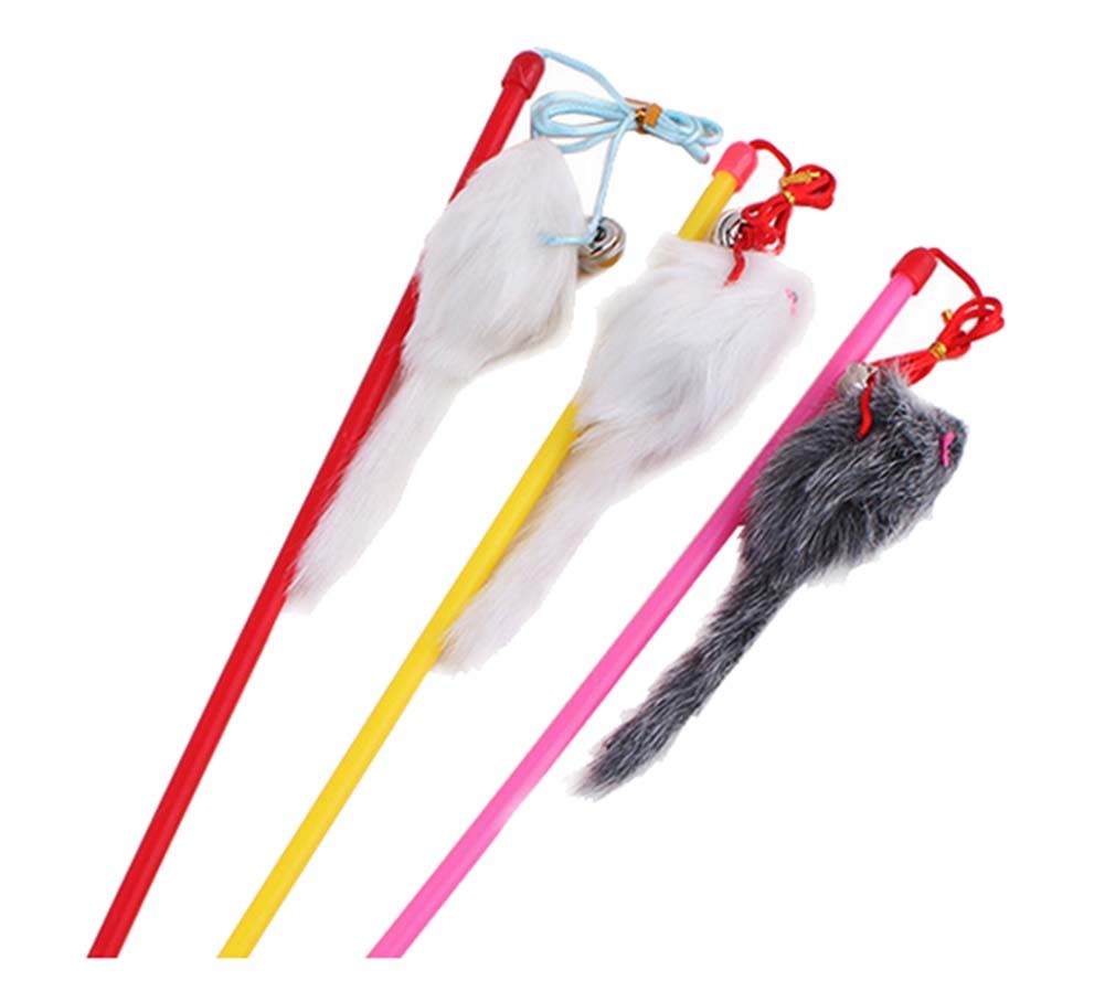 4 Sets Of Cat Toy Fake Artificial Fur Ball Mouse Cat Stick Lever,Long-Tailed Rat