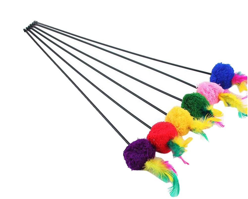 4 Sets Of Cat Toy Fake Artificial Fur Ball Mouse Cat Stick Lever, Feather Round