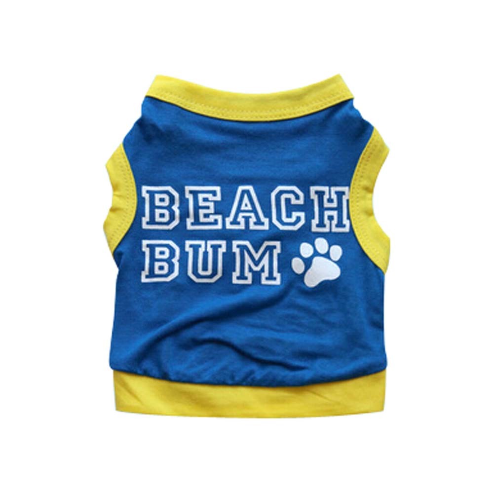 Pets Apparel Sleeveless Dogs Clothing T-shirt Style Blue Letter Pattern, L