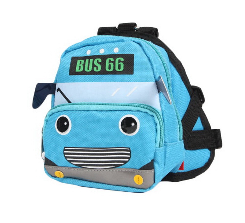 Cartoon Dog Pet Dog Outside Travel Backpack Shoulders Backpack--Blue Bus