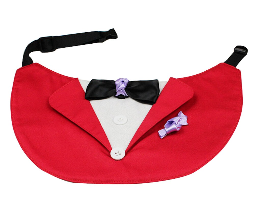 Manual Suit Shaped Dog Wedding Collars Pet Grooming Triangle Bandana RED, L