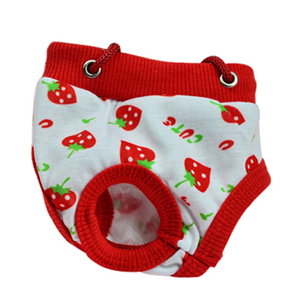 Pets Underwear Lovely Cartoon Dogs Physical Pants White Strawberry Pattern, S