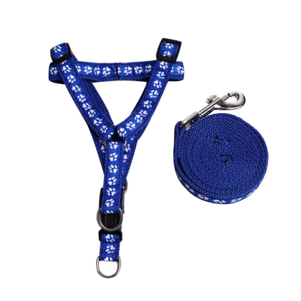 Simple Design Dogs Leash Collar Pets Harness  Supplies Blue Step Style, M Size