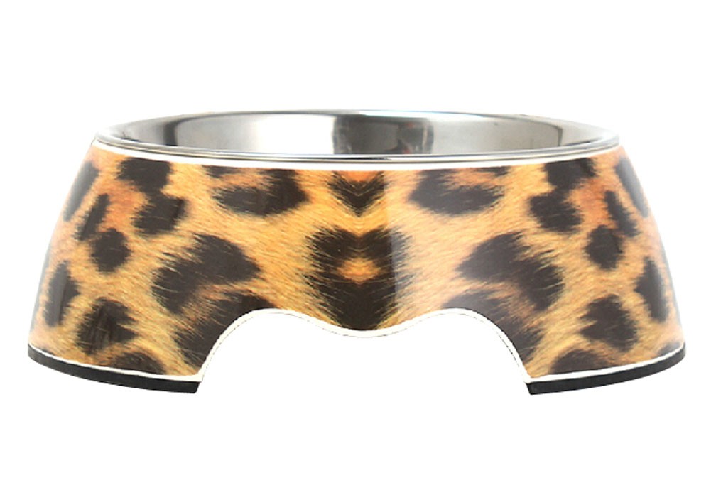 New Fashion Animal Dog Dishes Bowl Stainless Steel Pet Bowl, Leopard Stripes