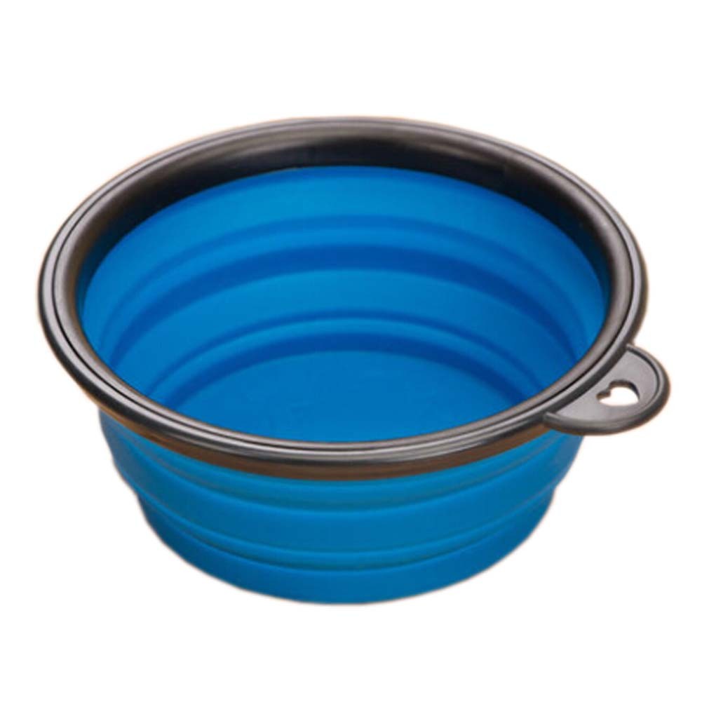 Silicone Pet Dog Foldable Food&Water Travel Bowl Dish Feeder, Blue(13*9*5cm)