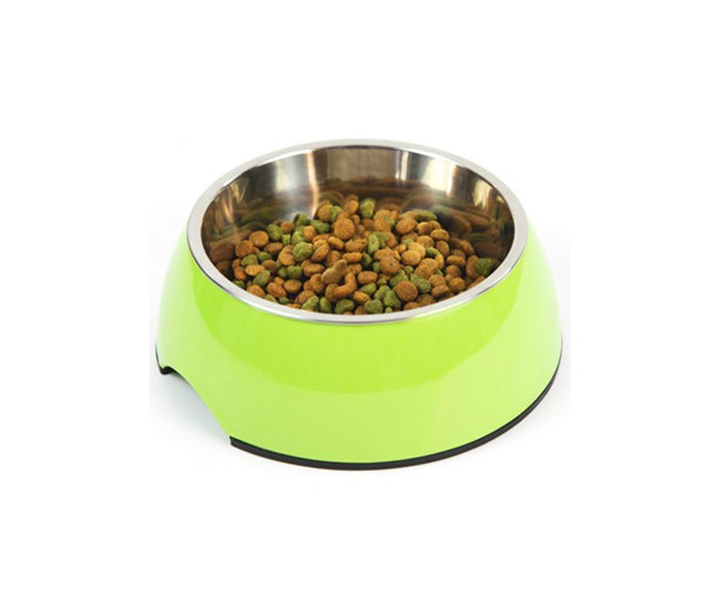 Pet Bowl / Dog bowl with Stainless Steel Eating Surface Apple Green, Small