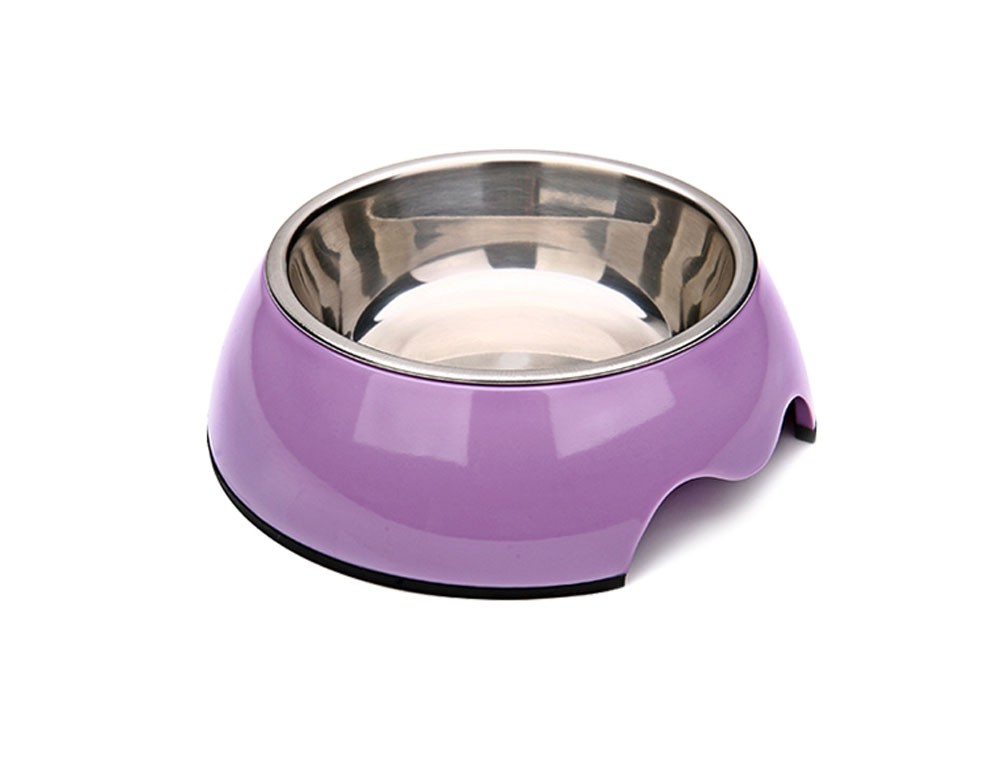 Round Stainless Steel Bowls for Pets Dogs Cats Purple, Size M(17*5.5 cm)