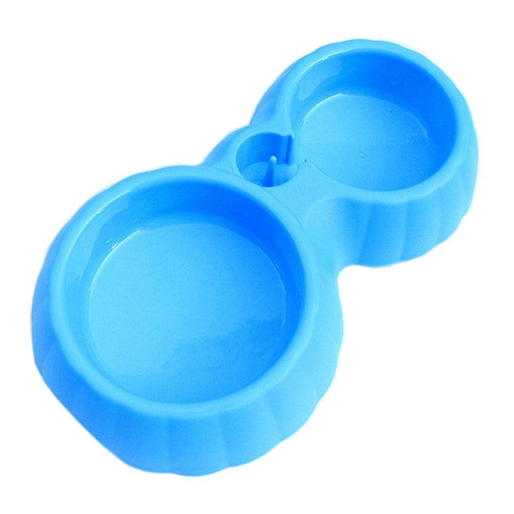 Plastic Double Style Pet Food and Water Bowl for Dogs Cats (31.5*18.3*5.3 cm)