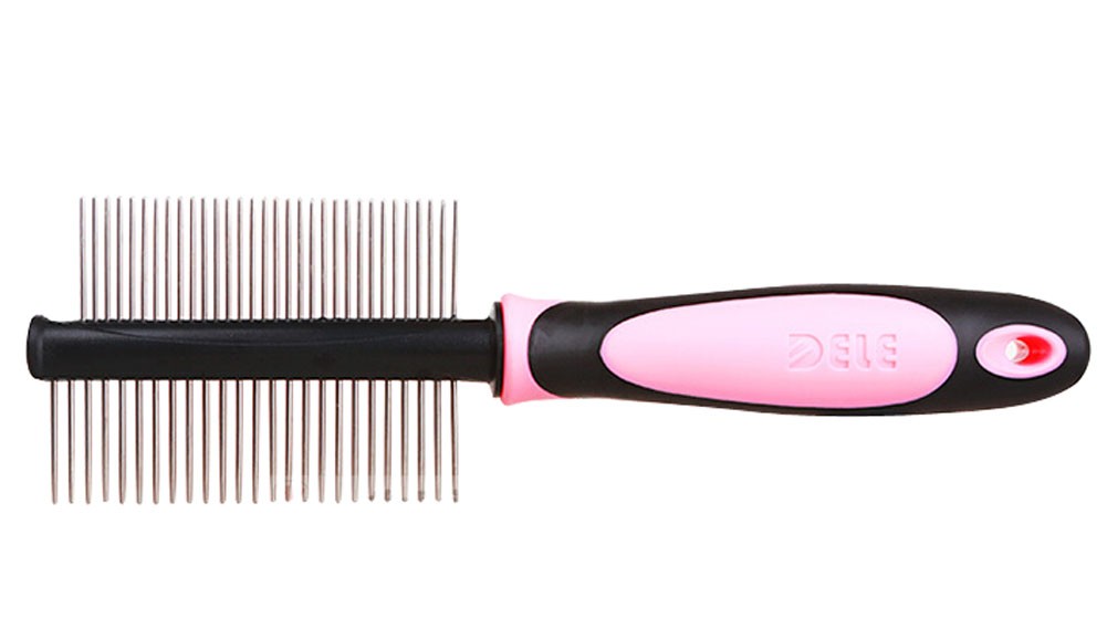 Double-side Grooming Comb for Dogs Cats Pet Flea Combs PINK