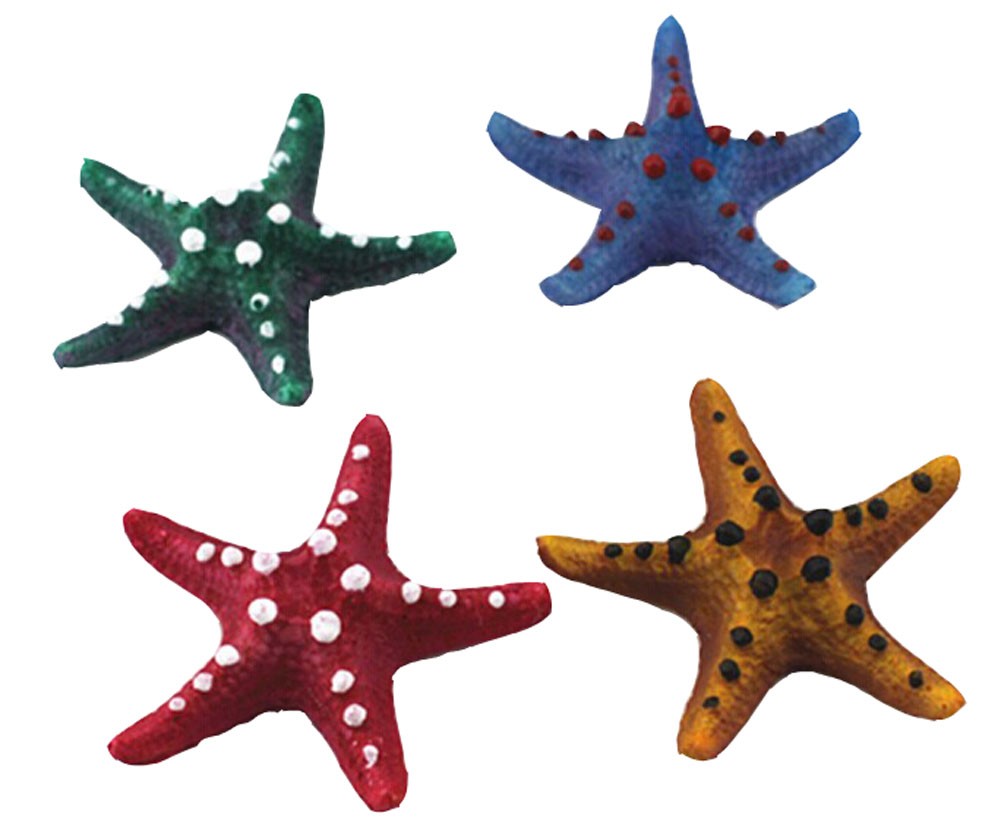 4 PCS Resin Emulational Starfish Aquarium Ornament, 8x8x2cm, Random Color