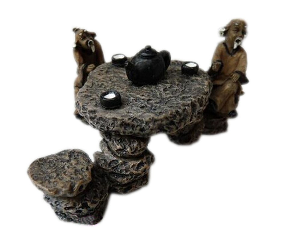 Resin The Old Man Stone Table Aquarium Ornament, 10x8x5.5cm