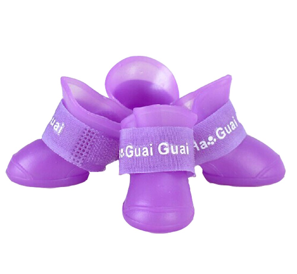 Fashional Water-proof Dog Rain Boot Pet Casual Shoes, Purple, S