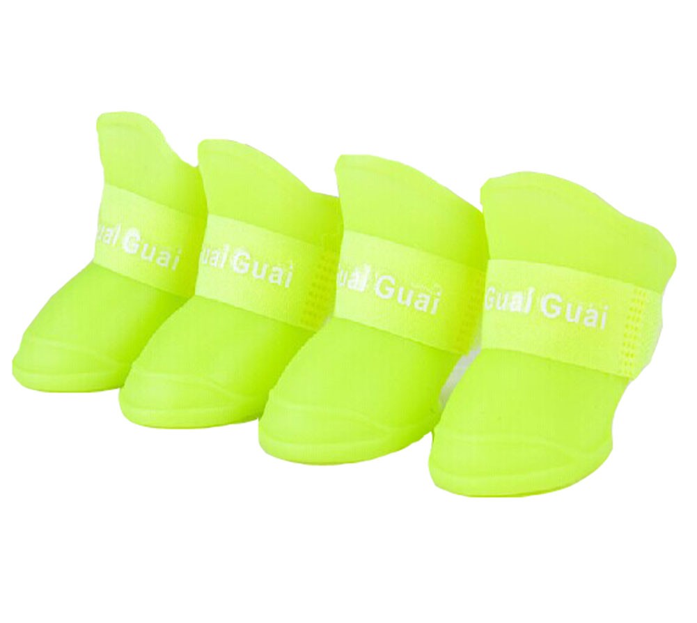 Fashional Water-proof Dog Rain Boot Pet Casual Shoes, Lemon Yellow, L