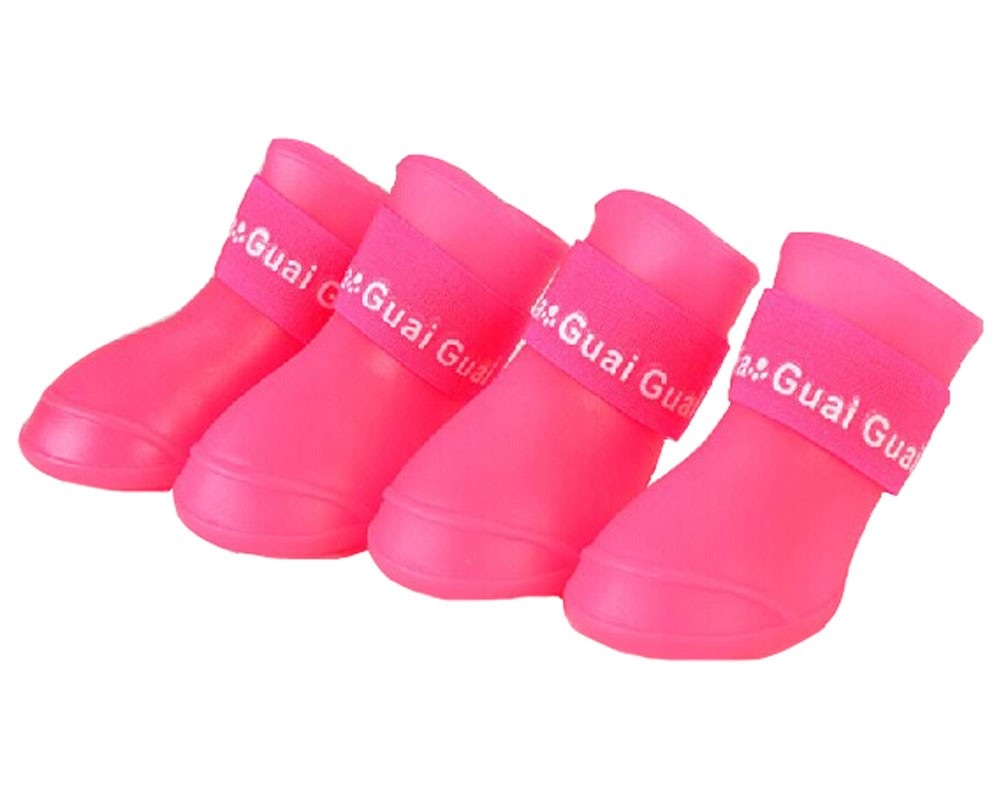 Fashional Water-proof Dog Rain Boot Pet Casual Shoes, Pink, L