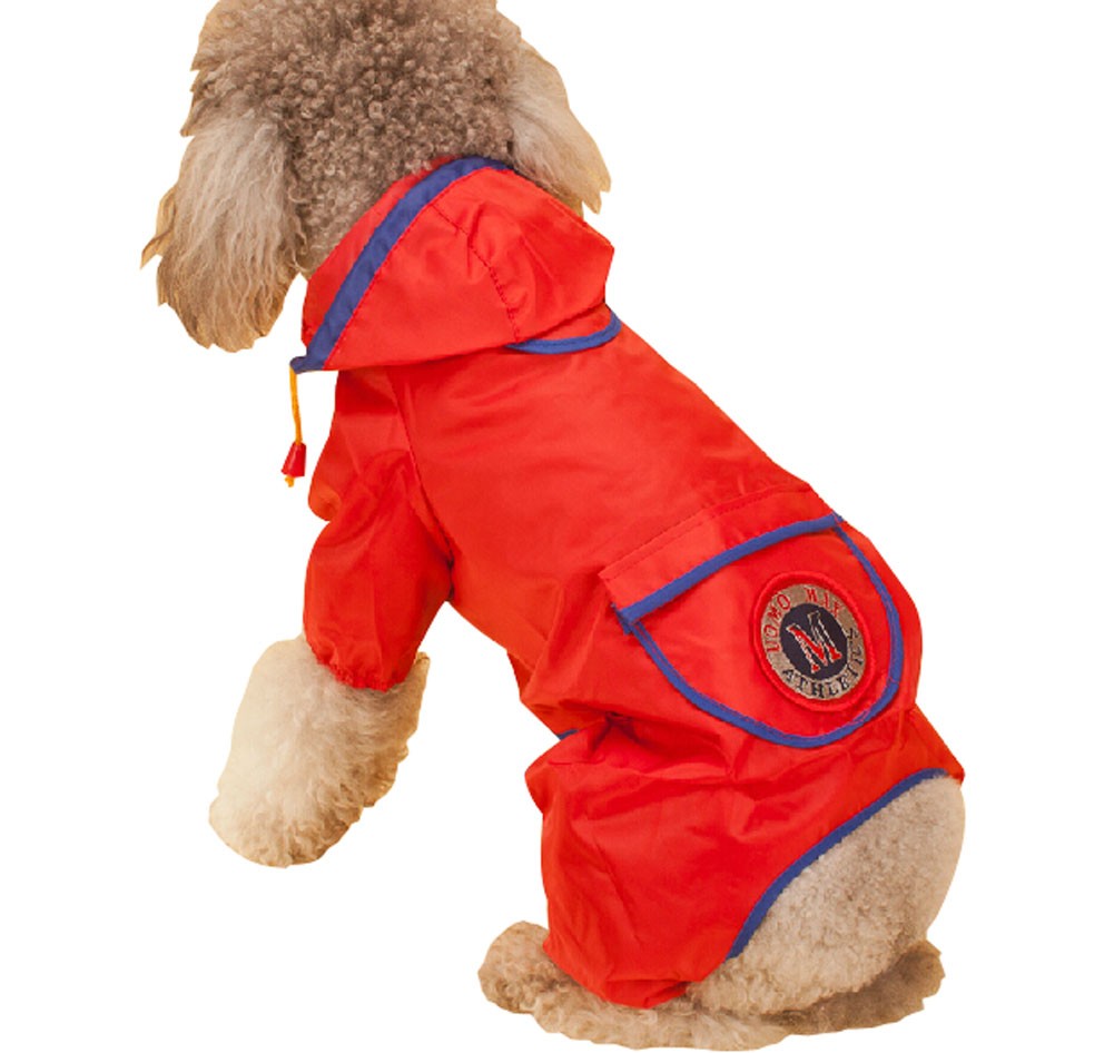 Fashion British Style Puppy Pet Dog Raincoat Pet Gear Rain Jacket RED, M
