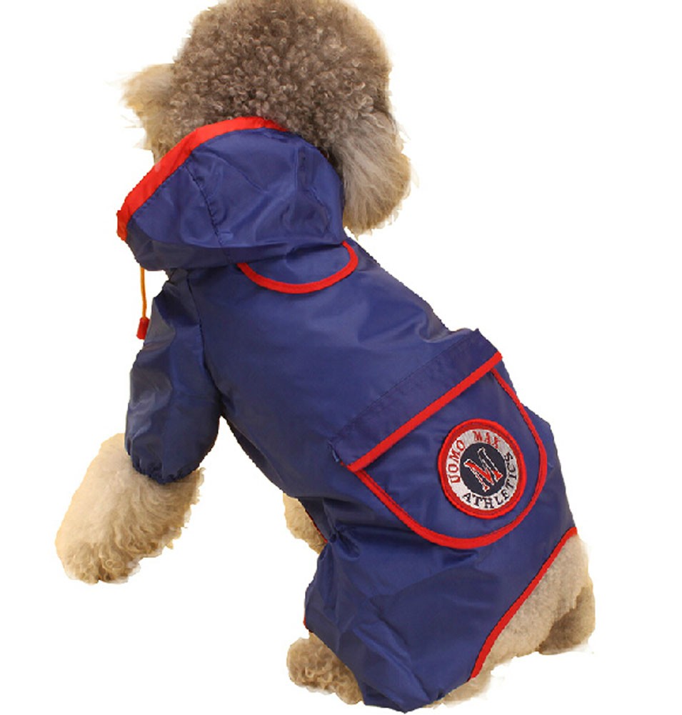 Fashion British Style Puppy Pet Dog Raincoat Pet Gear Rain Jacket BLUE, XL