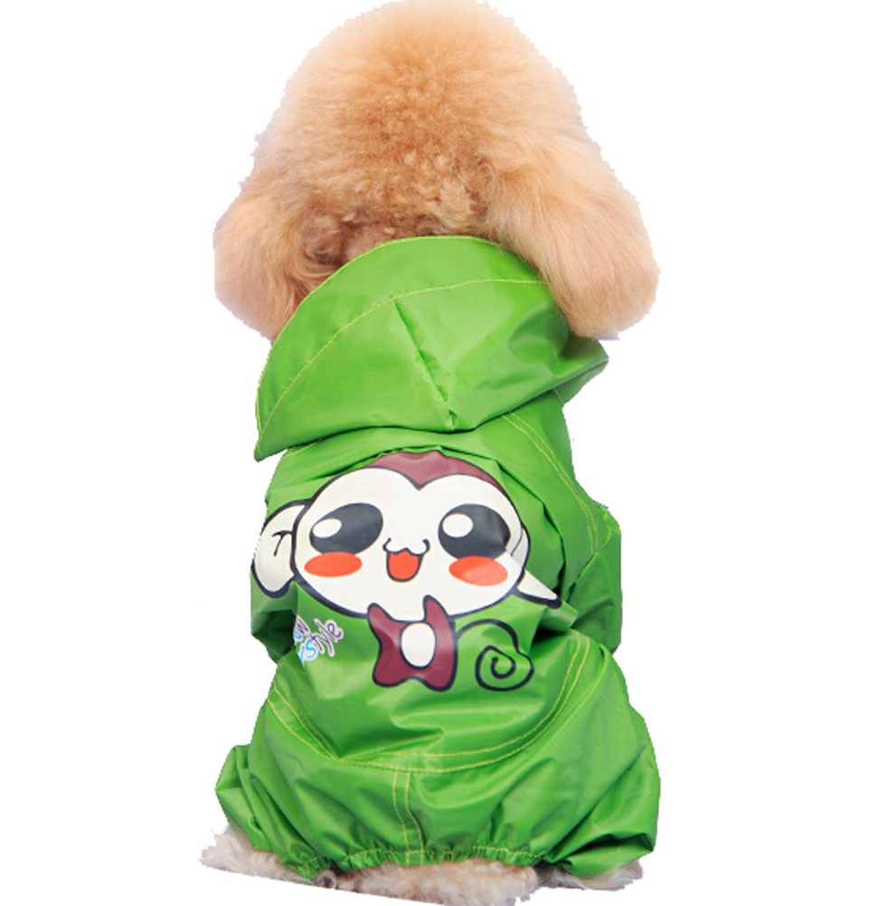 Cute Cartoon Raincoats for Dogs Puppy Pet Dog Raincoat Dog Dresses GREEN, L
