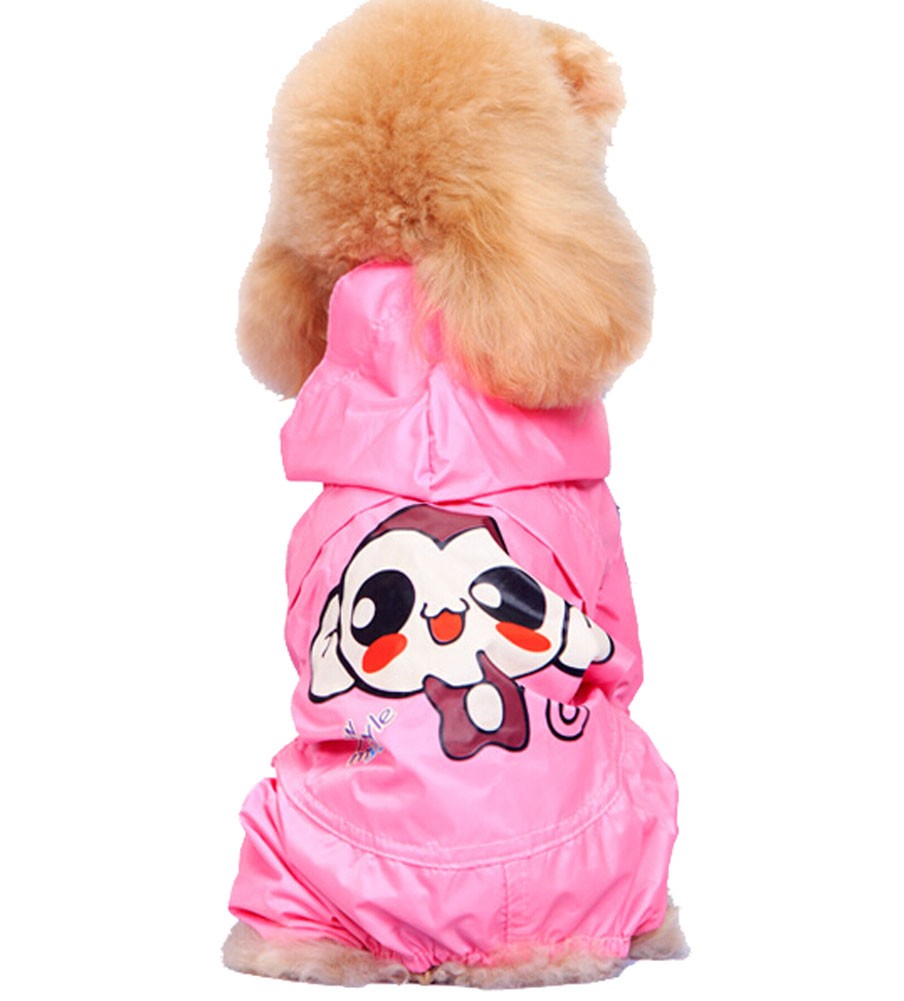 Cute Cartoon Raincoats for Dogs Puppy Pet Dog Raincoat Dog Dresses PINK, L
