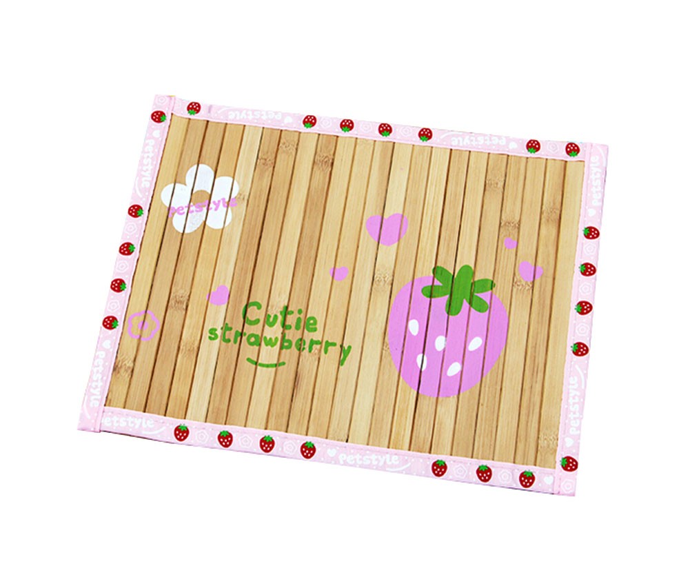 Natual Soft Pet Dog Bed Mat Bamboo Mat PINK Strawberry, 50*37.5cm