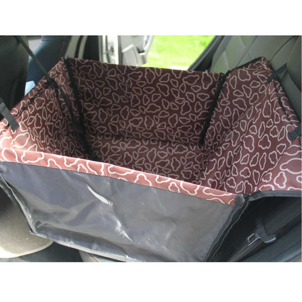 Waterproof Pet Car Seat Cover Dog Travel Mat for Rear Single Seat, Coffee Cloud
