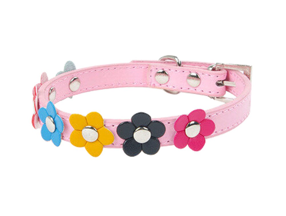 Lovely Adjustable PU Bow-ties Dog Collar Pet Collar PINK (36-46cm)