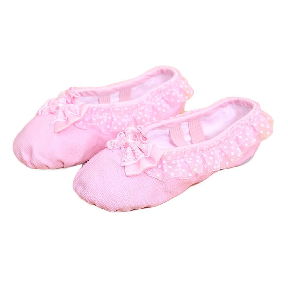Bowknot Cute Pink Ballet Shoes Split Soft Sole Ballet Shoes Canvas Dance Shoes