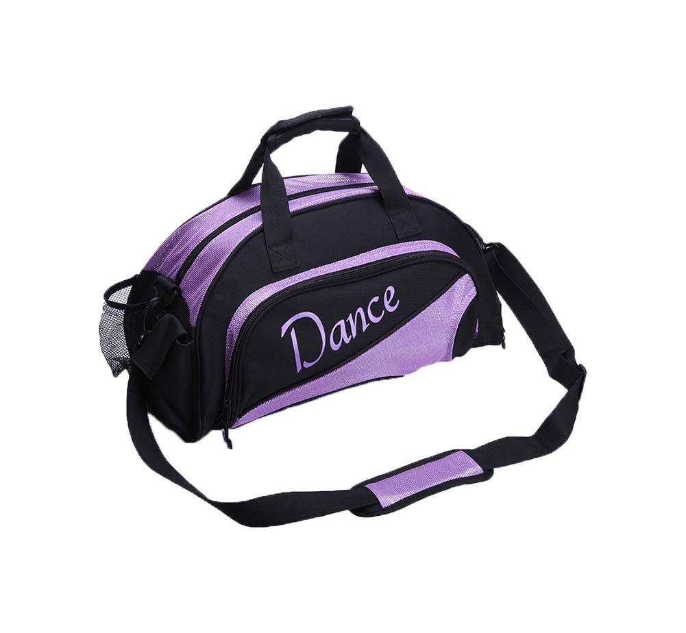 Girls Dance Duffel Bag Sports Equipment Bag for Women Latin Ballet Dance Gym Tote Black&Purple