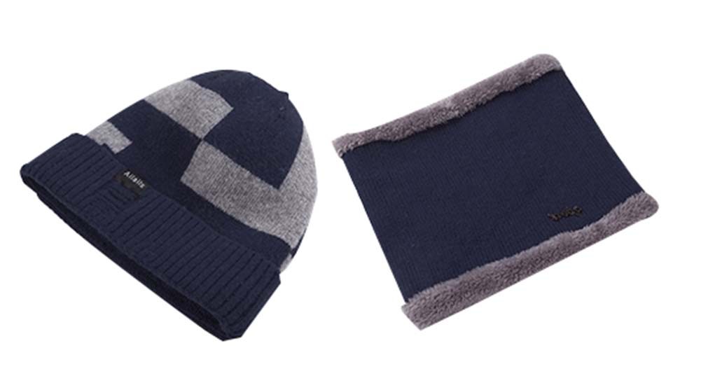 Men Winter Wool Scarf Hat Knitted Hat Ski Cap Skateboard Hat Wind Cap