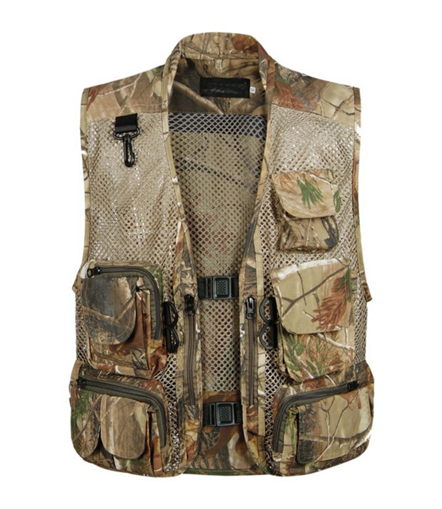 Comfortable Men's Mesh Breathable Camouflage Fishing Vest Waistcoat, L